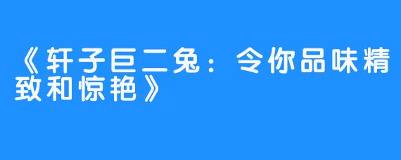 《轩子巨二兔:令你品味精致和惊艳》