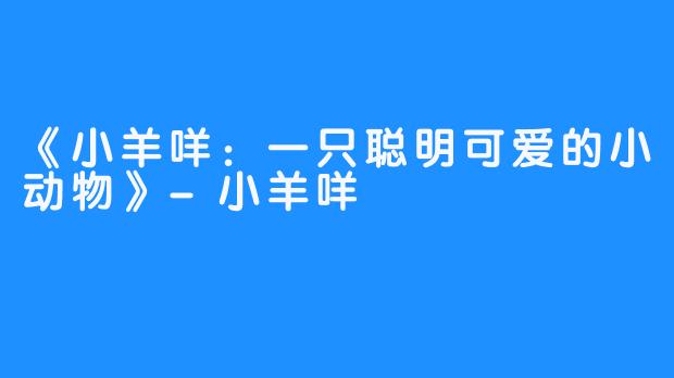 《小羊咩：一只聪明可爱的小动物》-小羊咩