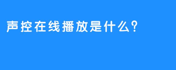 声控在线播放是什么？