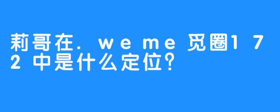 莉哥在.weme觅圈172中是什么定位？