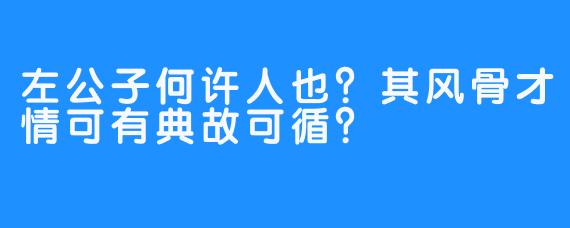 左公子何许人也？其风骨才情可有典故可循？