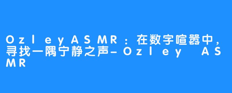 OzleyASMR:在数字喧嚣中,寻找一隅宁静之声-Ozley ASMR