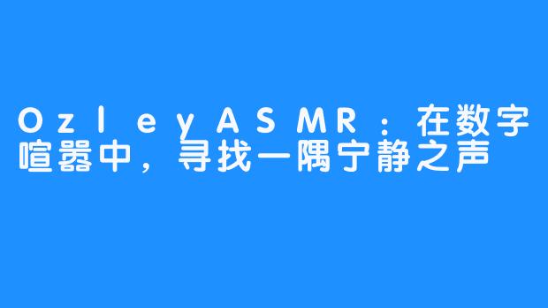 OzleyASMR:在数字喧嚣中,寻找一隅宁静之声